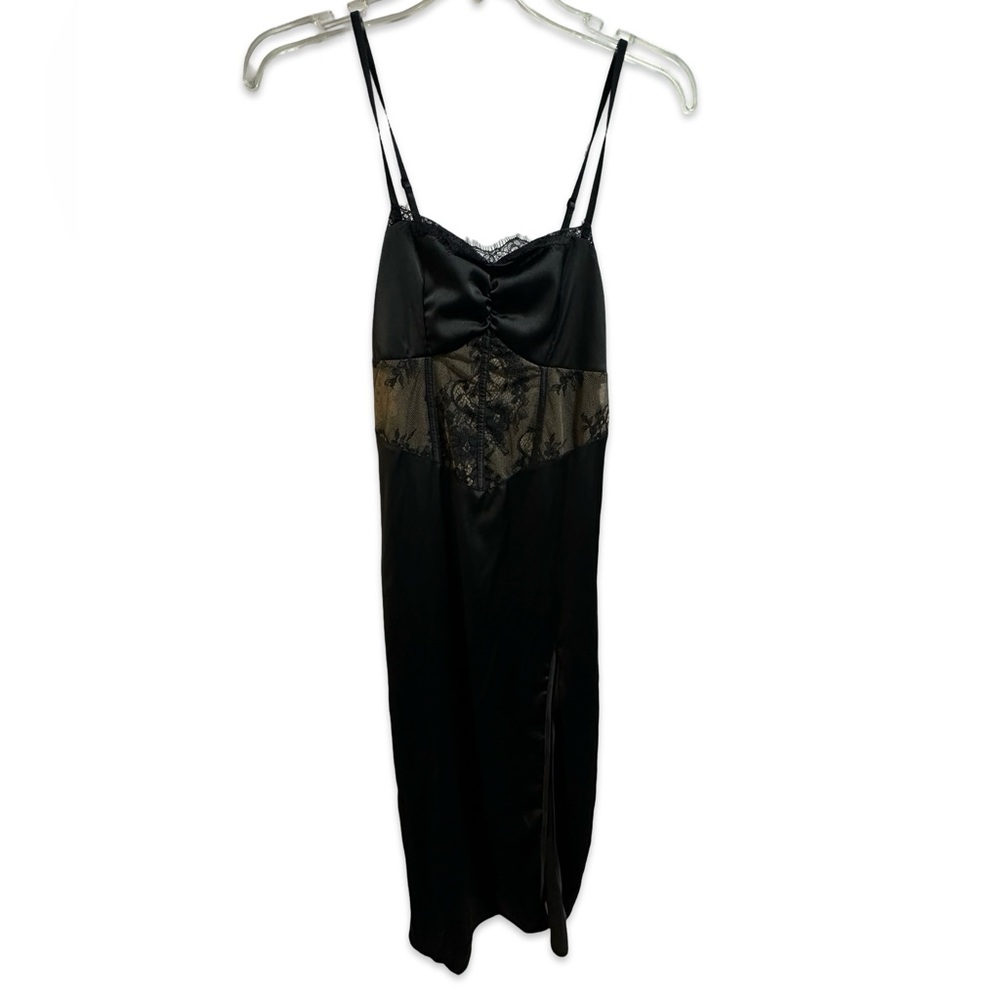 Long Bodycon Dress Floral Lace Sleeveless Cocktail Dress High Slit one size